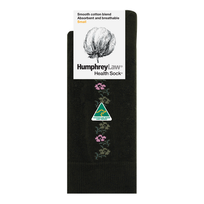85% Mercerised Cotton Patterned Health Sock Pansy - Humphrey Law