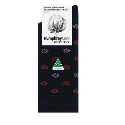 85% Mercerised Cotton Patterned Health Sock Daisy - Humphrey Law