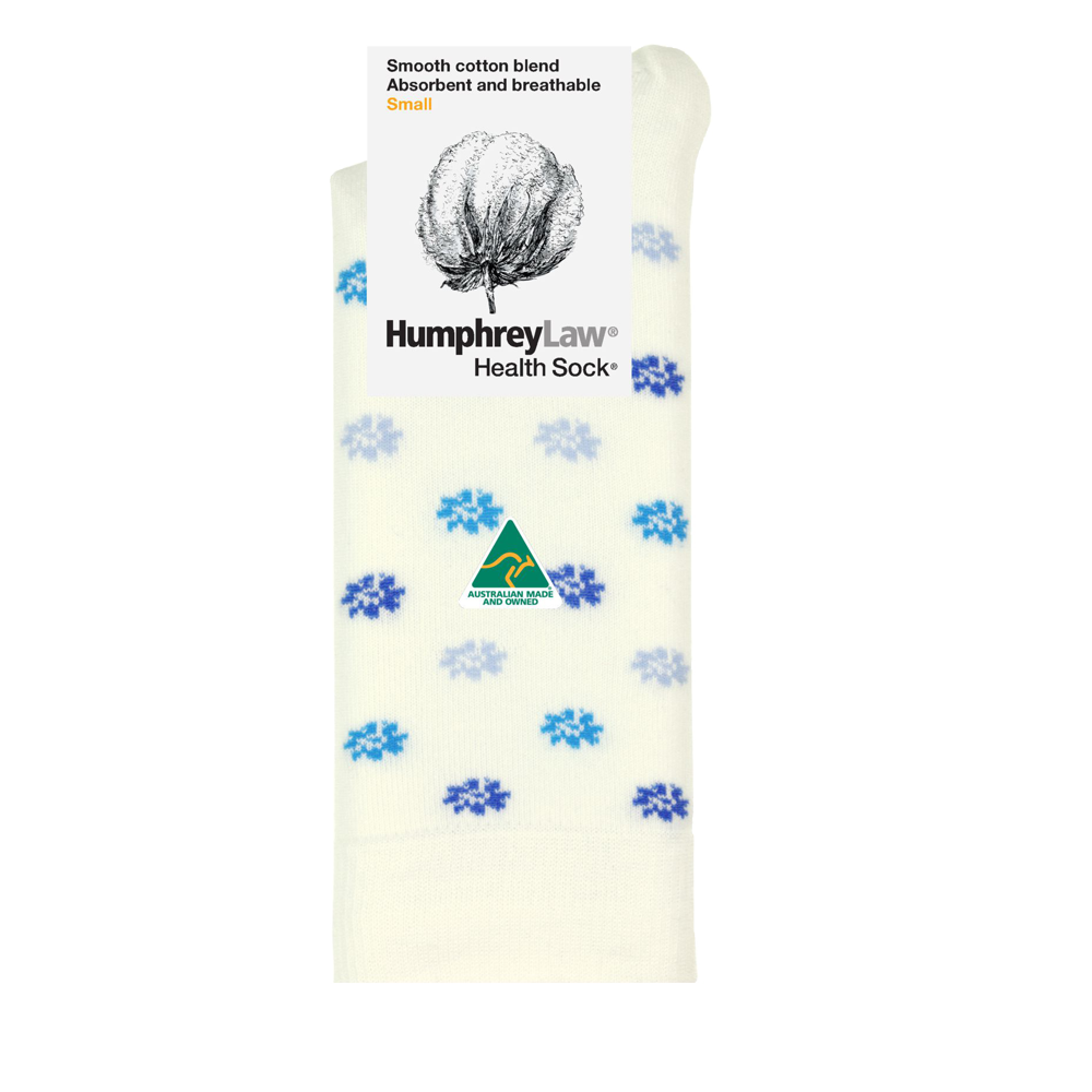 85% Mercerised Cotton Patterned Health Sock Daisy - Humphrey Law