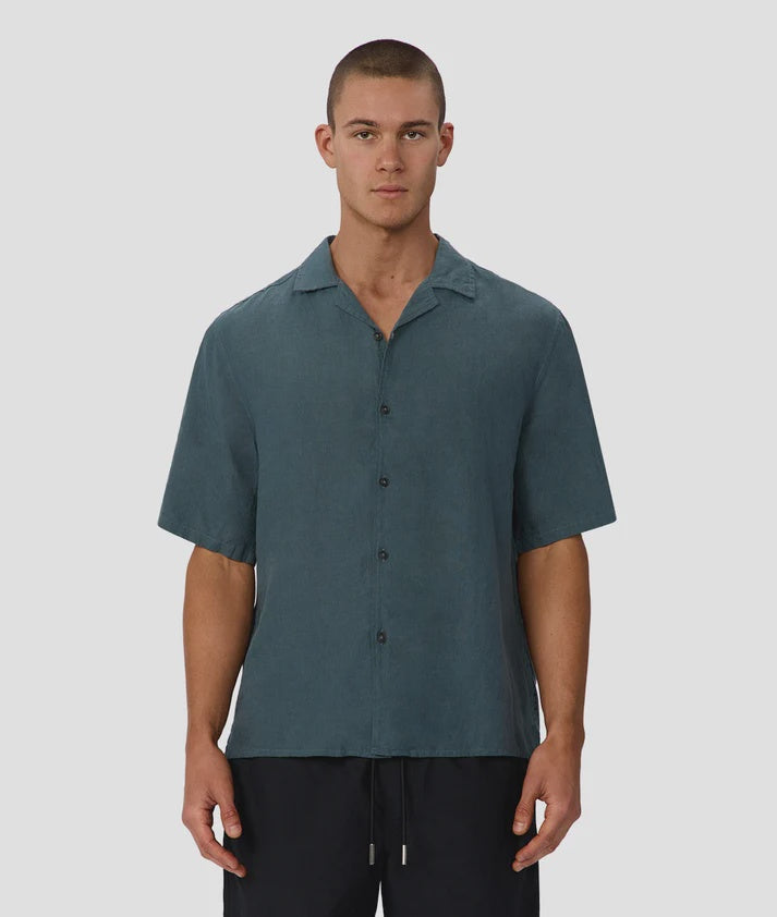 The St Martins S/S Linen Shirt Deep Ocean - Industrie