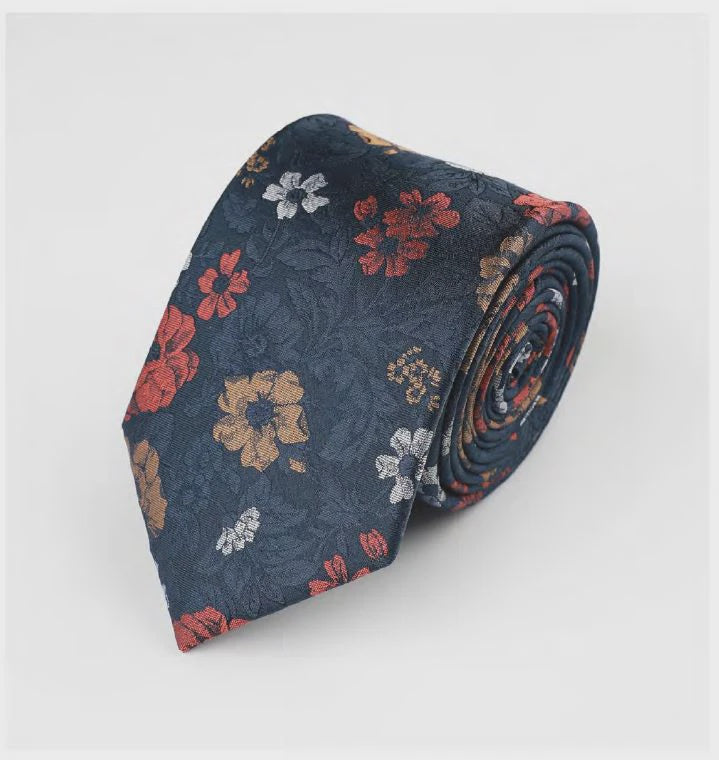 Forest Floral Navy Tie - James Harper