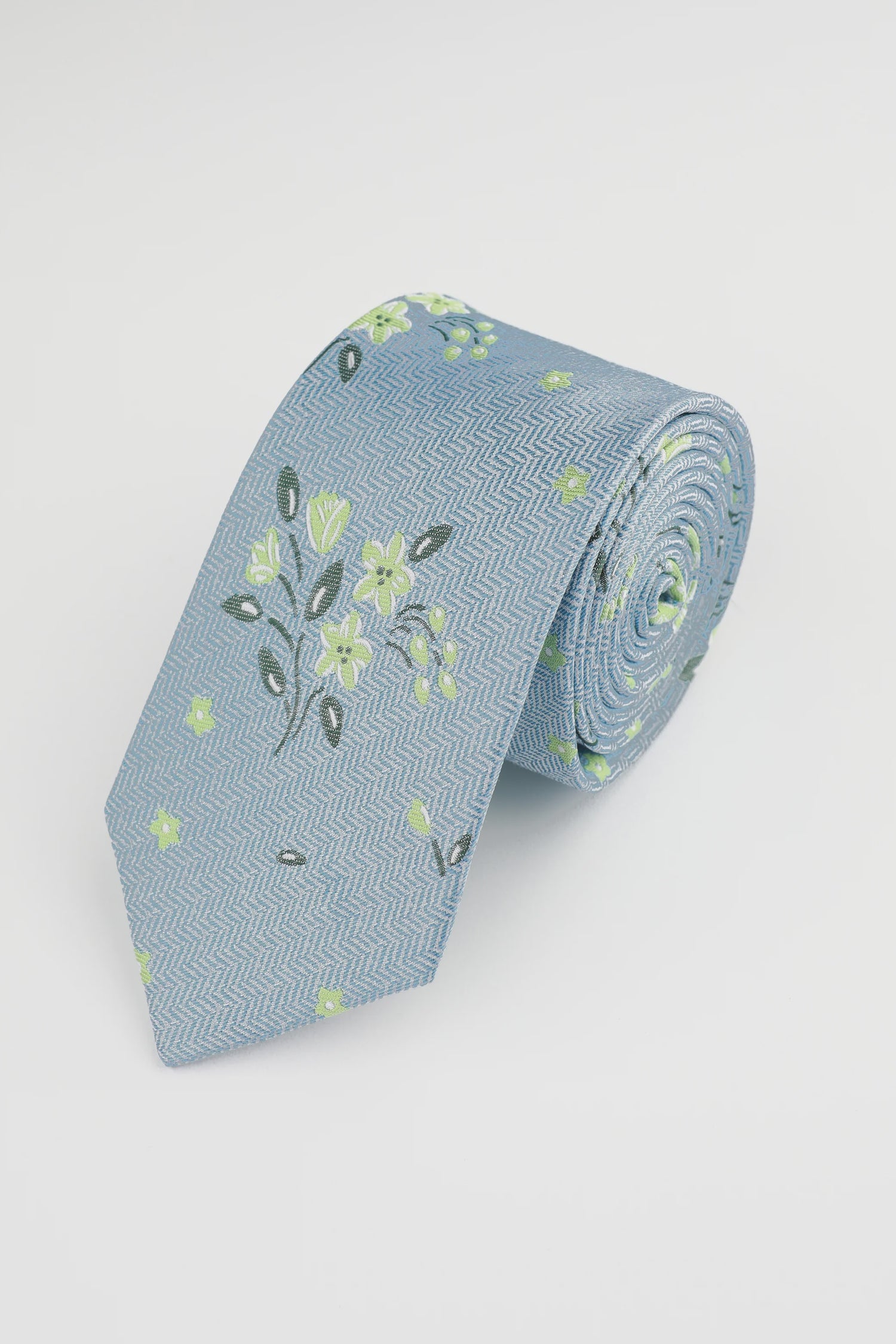 Blue Green Scattered Floral Tie - James Harper