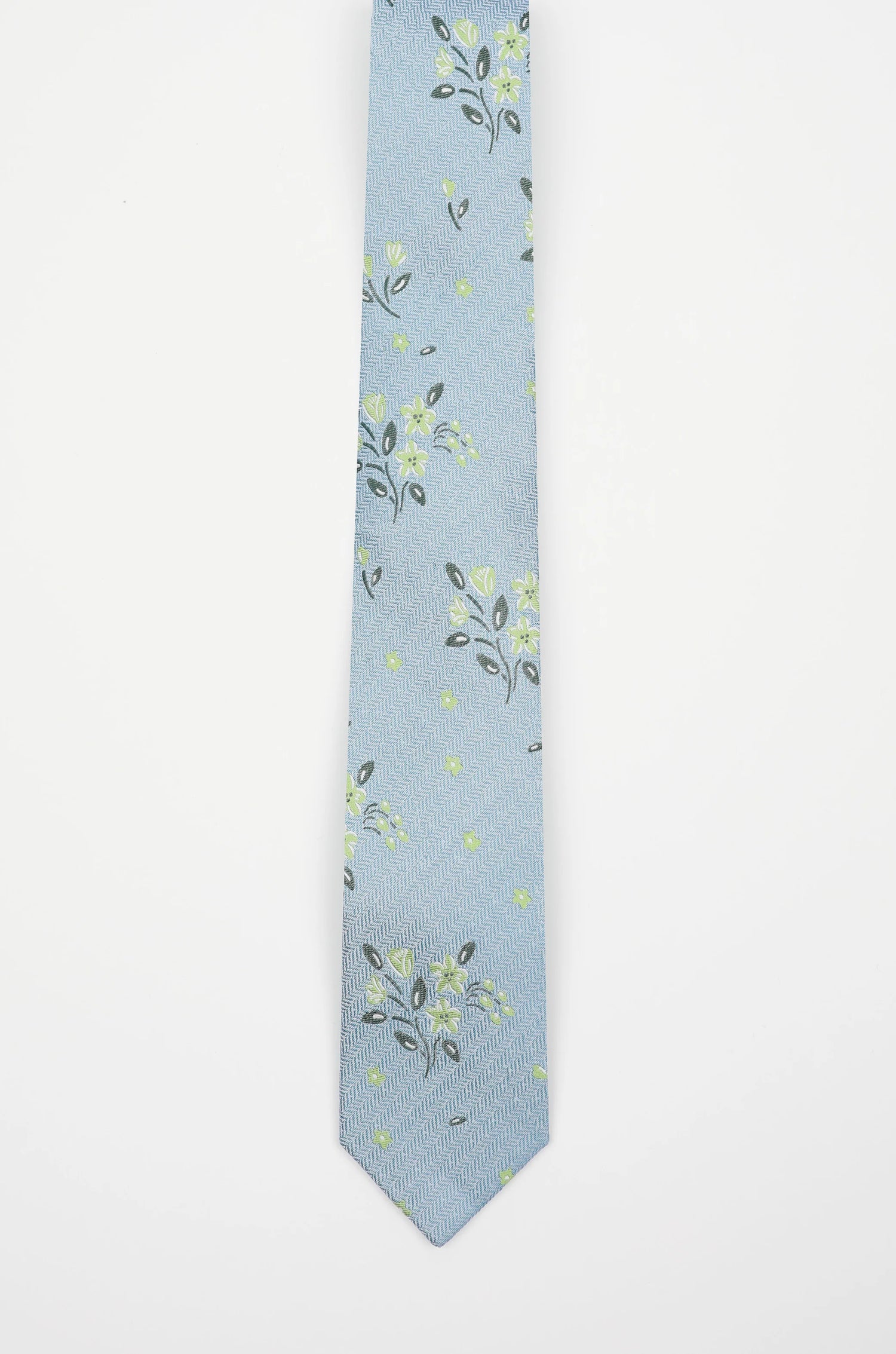 Blue Green Scattered Floral Tie - James Harper