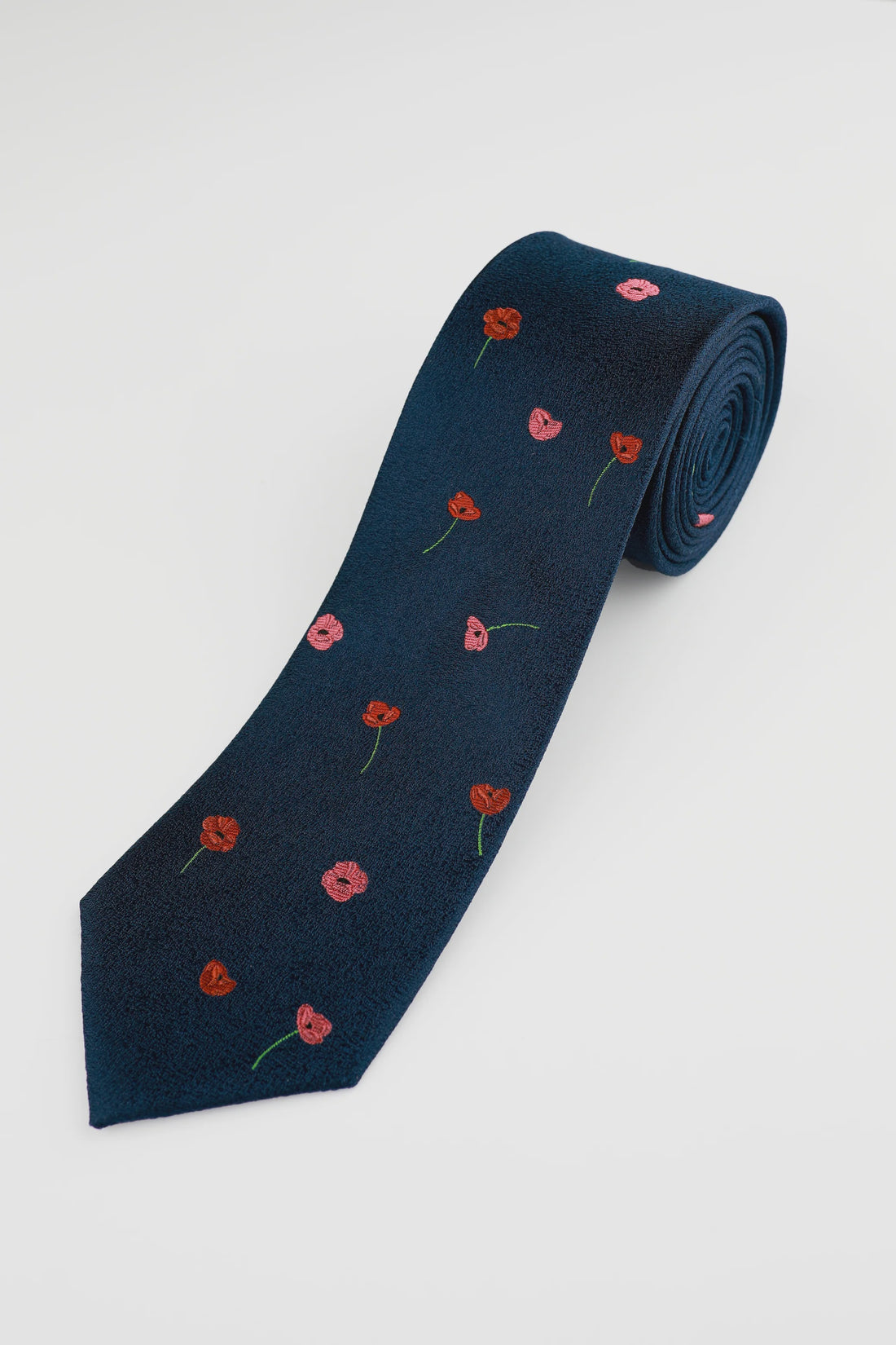 Navy Crimson Poppy Tie - James Harper