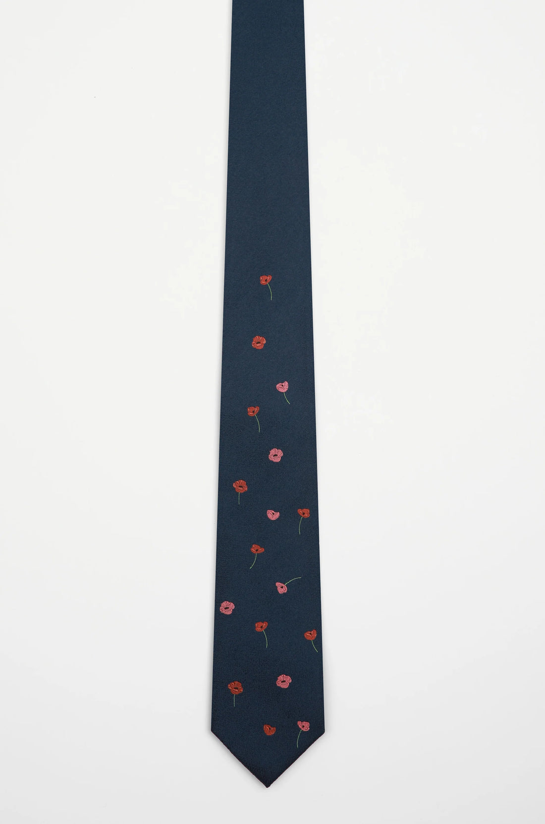 Navy Crimson Poppy Tie - James Harper