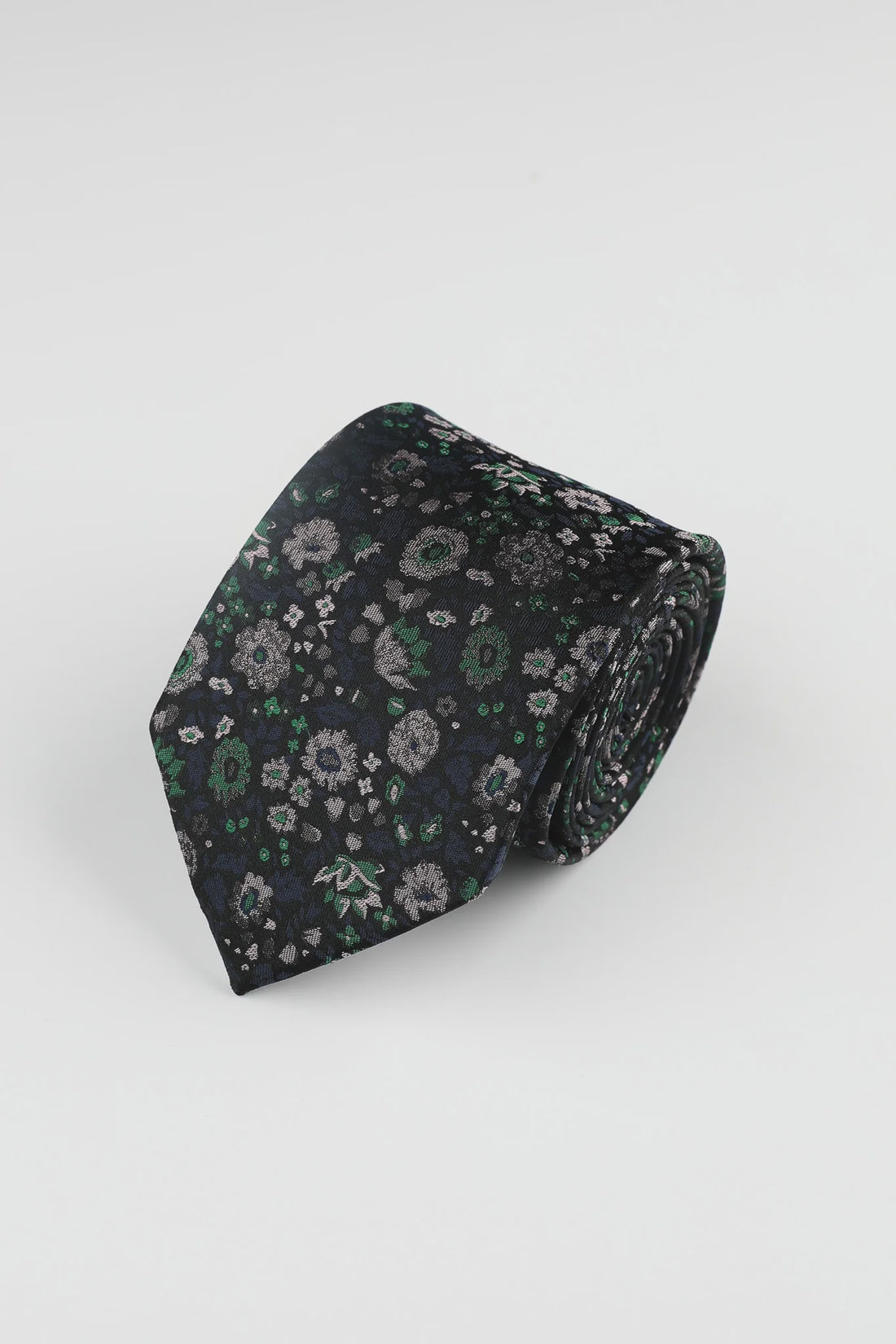 Navy Green Garden Floral Tie - James Harper