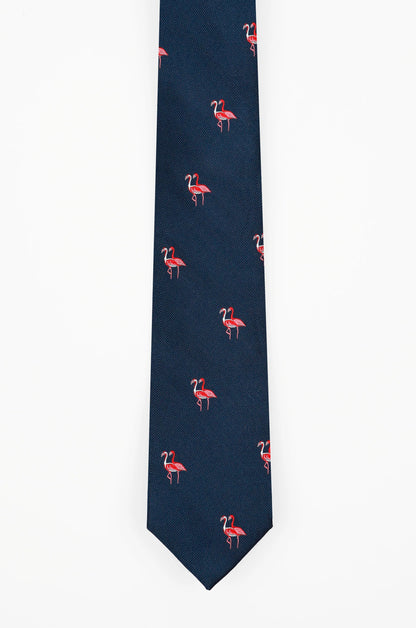Navy Pink Flamingo Tie - James Harper