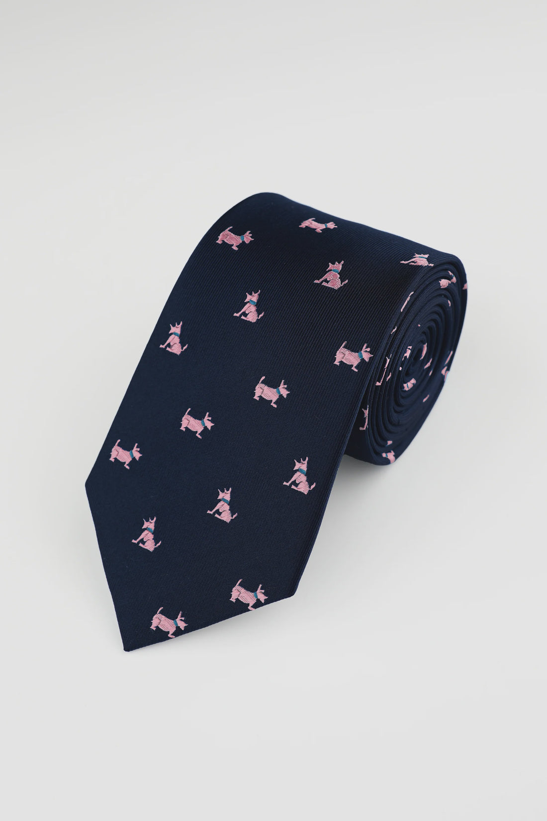 Navy Pink Scotty Dog Tie - James Harper