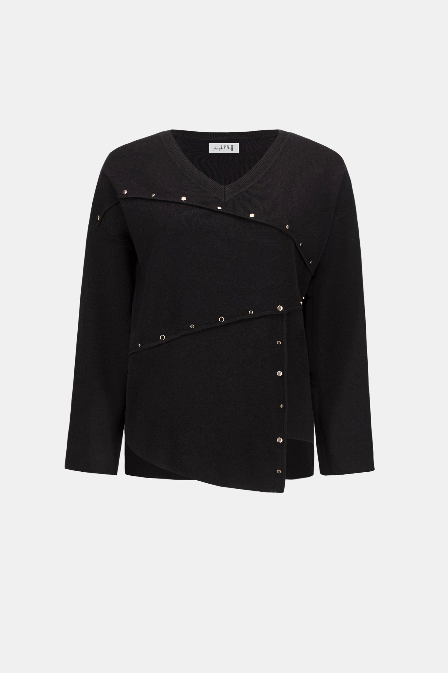 Asymmetric Sweater With Metal Stud Detail - Joseph Ribkoff