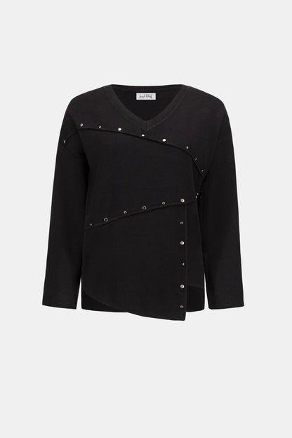 Asymmetric Sweater With Metal Stud Detail - Joseph Ribkoff