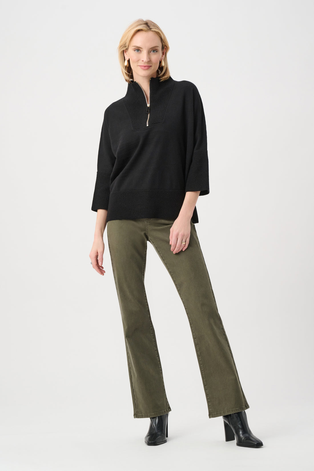 Brushed Viscose &amp; Nylon Funnel-Neck Sweater - Joseph Ribkoff