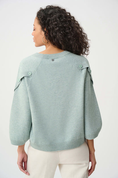 Brushed Viscose &amp; Nylon Knit Tulip Sleeve Sweater - Joseph Ribkoff