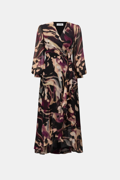 Chiffon Printed Fit and Flare Wrap Dress - Joseph Ribkoff