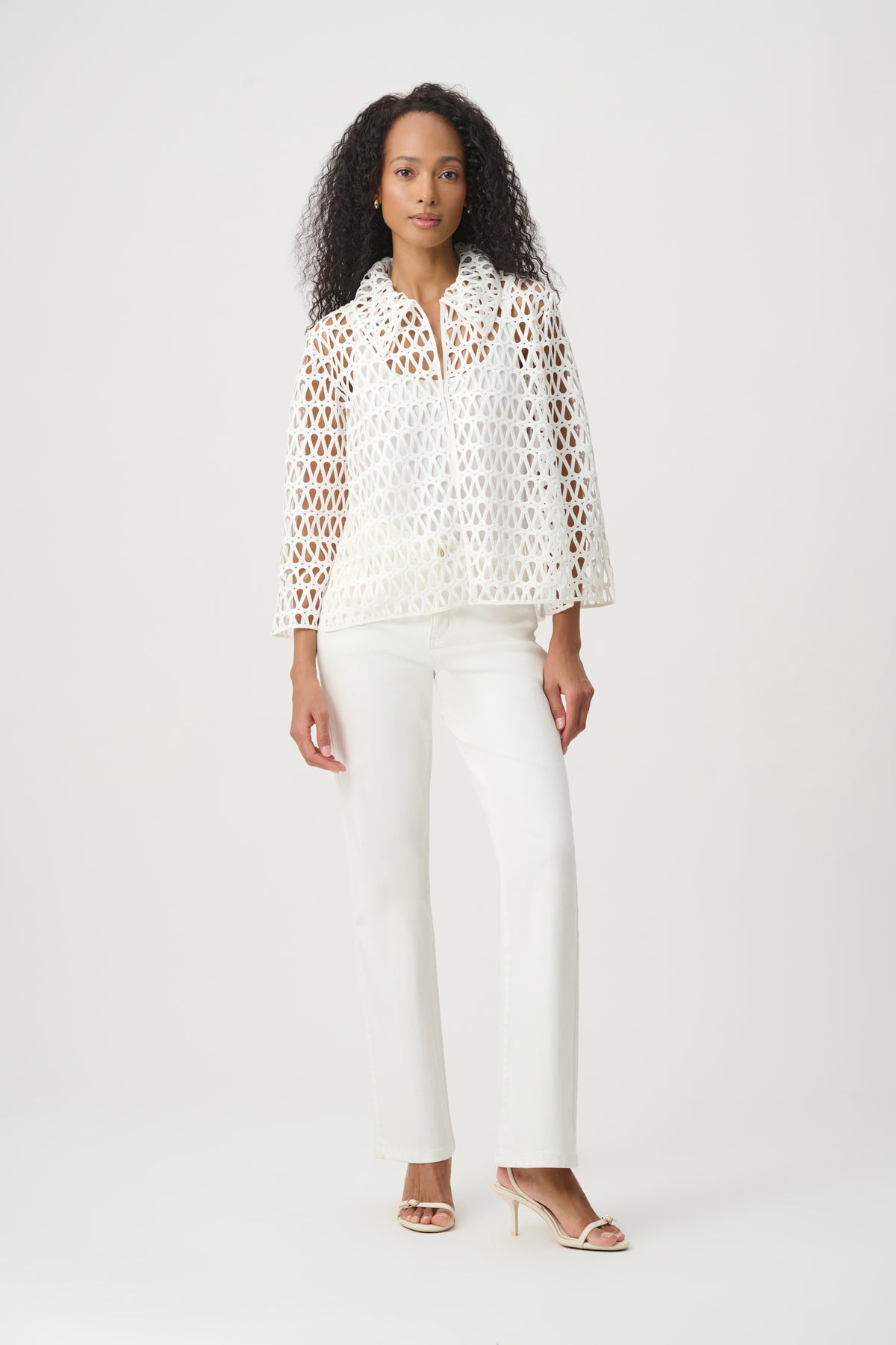 Embroidered Open-Work Jacket Vanilla - Joseph Ribkoff