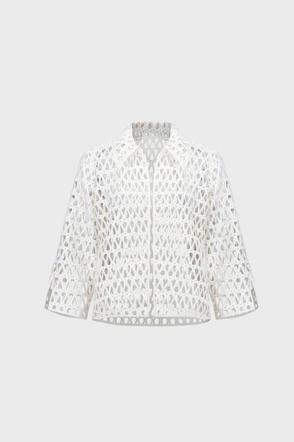 Embroidered Open-Work Jacket Vanilla - Joseph Ribkoff