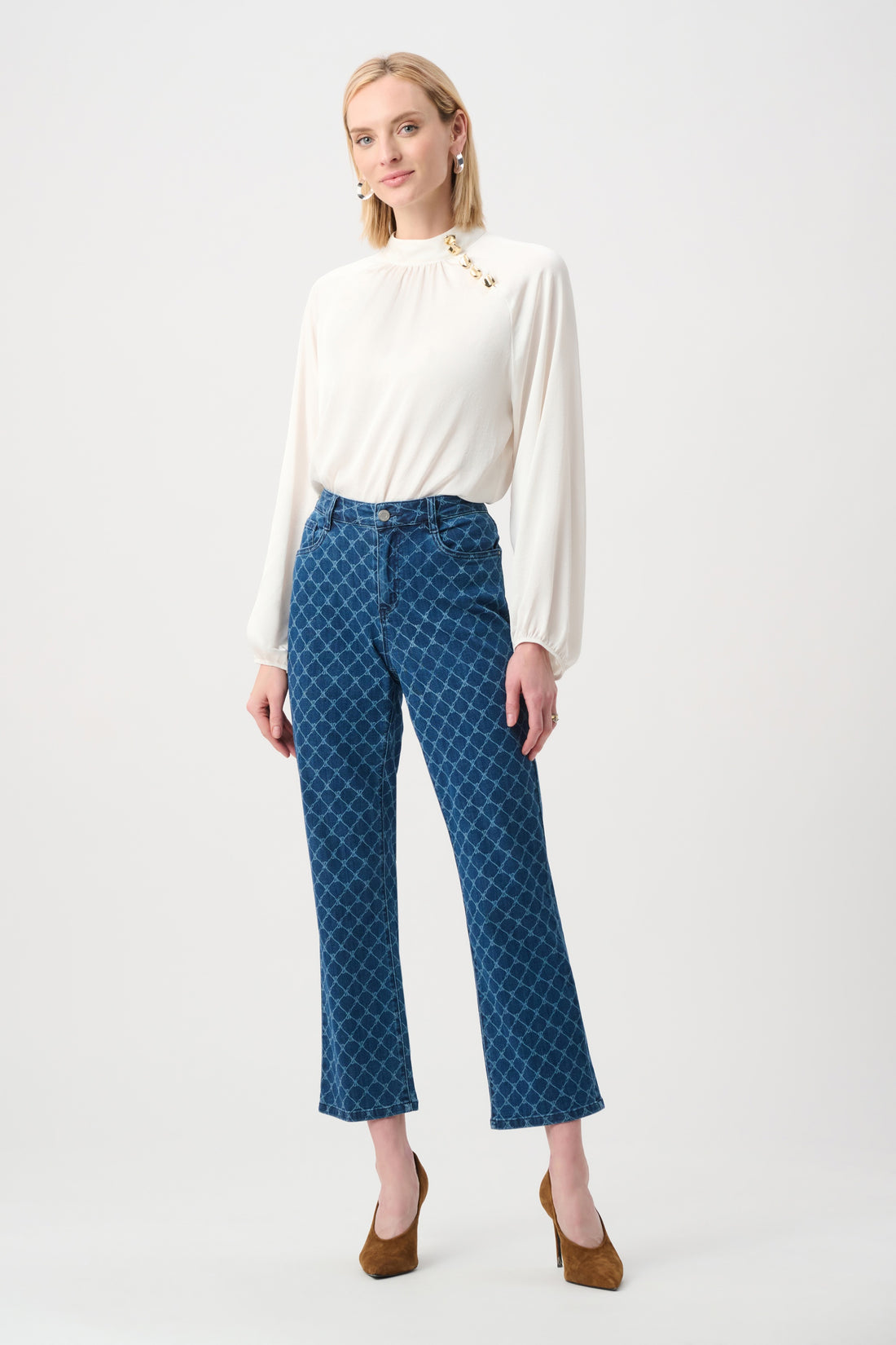 Featherweave™ Denim Strip-Dye Print Straight Classic Jeans - Joseph Ribkoff