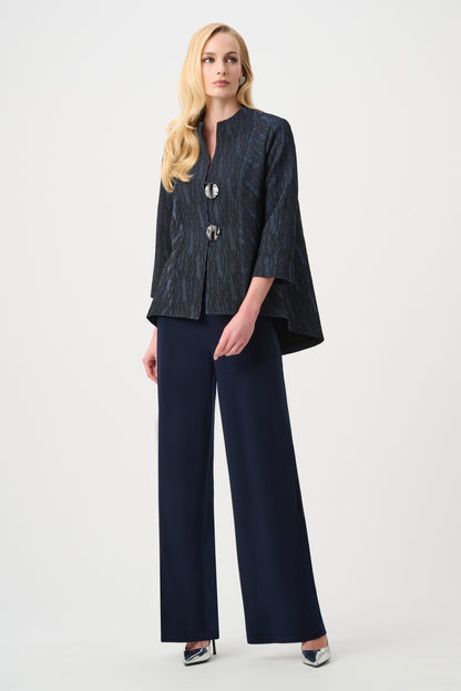 Foil-Textured Jacquard Trapeze Jacket - Joseph Ribkoff