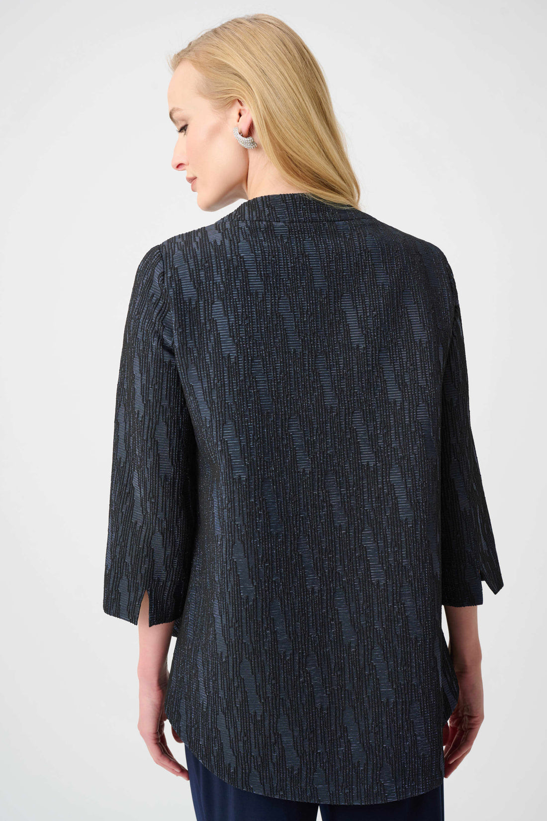 Foil-Textured Jacquard Trapeze Jacket - Joseph Ribkoff