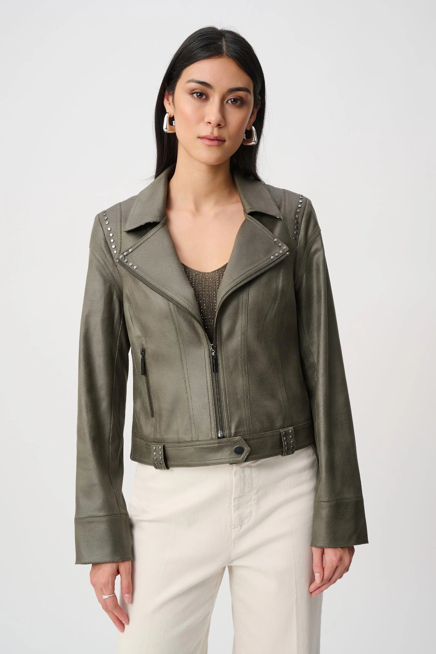 Foiled Faux Suede Fitted Jacket - Joseph Ribkoff