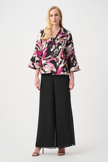 Jacquard Abstract Print Trapeze Jacket - Joseph Ribkoff
