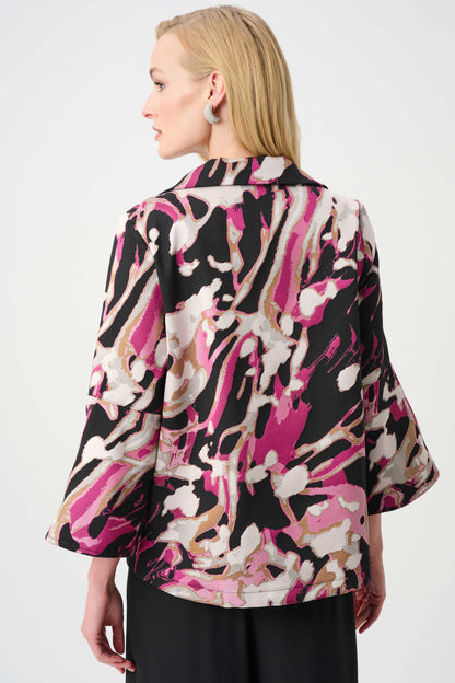 Jacquard Abstract Print Trapeze Jacket - Joseph Ribkoff