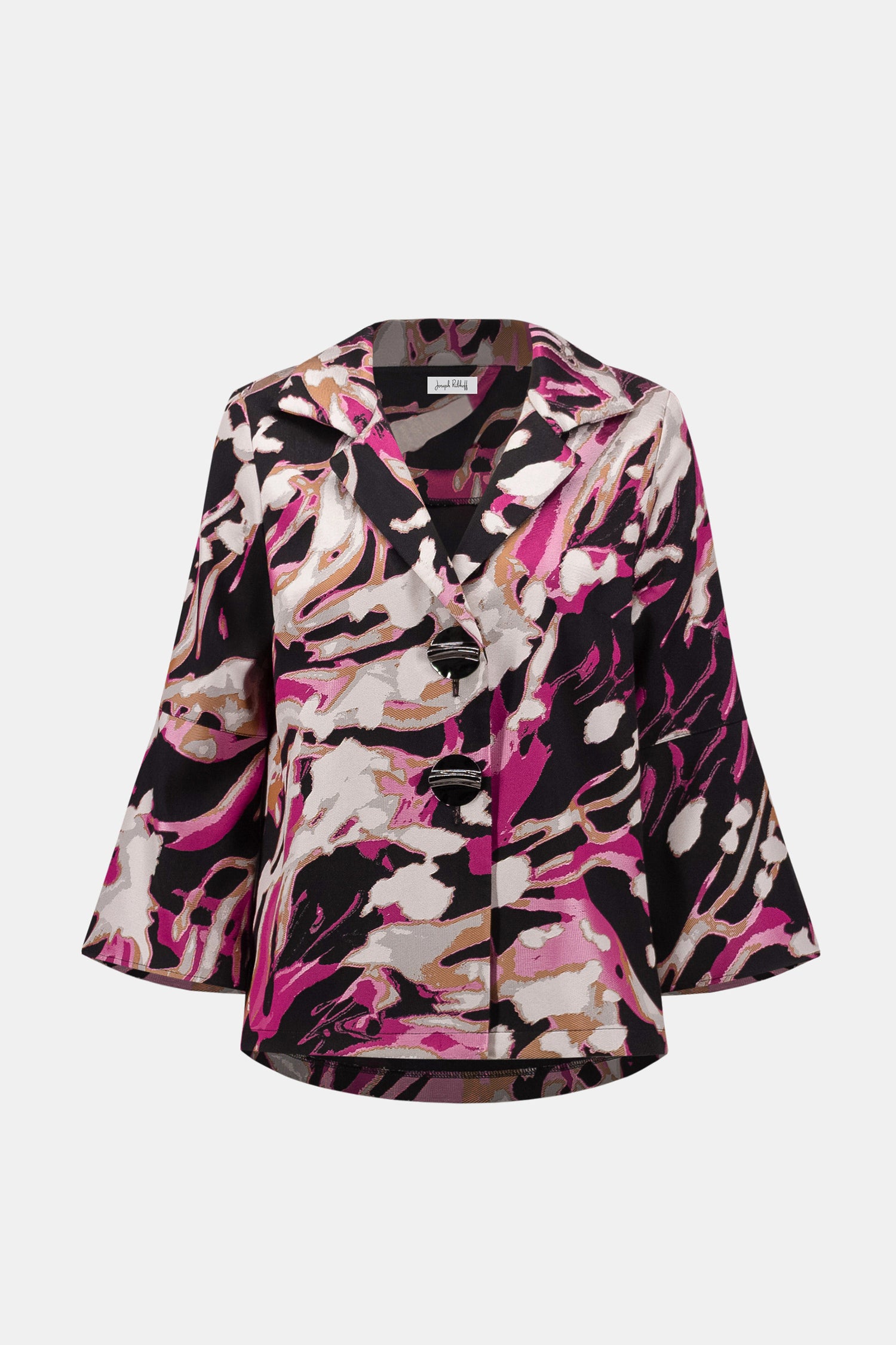 Jacquard Abstract Print Trapeze Jacket - Joseph Ribkoff