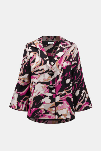 Jacquard Abstract Print Trapeze Jacket - Joseph Ribkoff