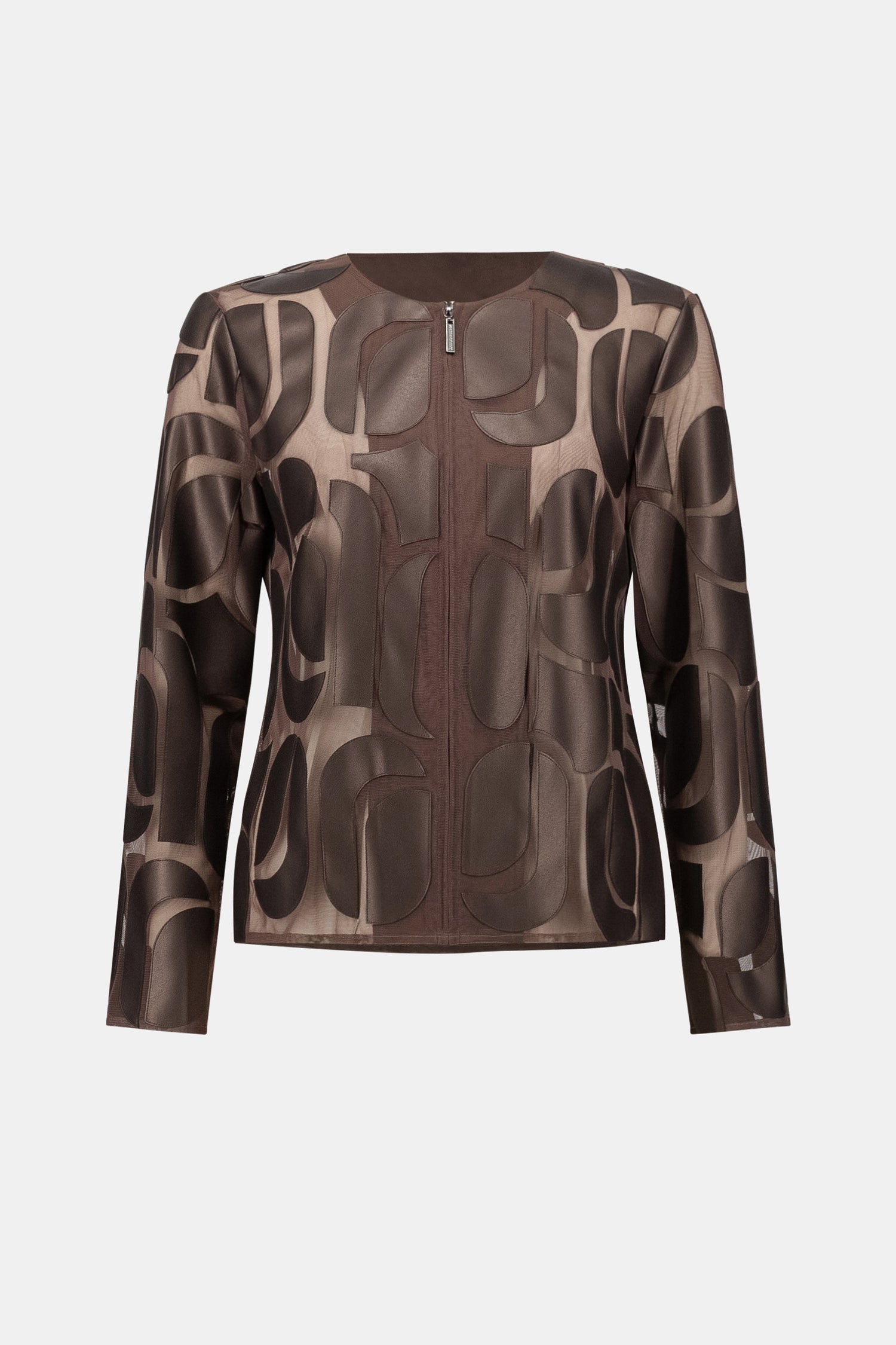 Leatherette &amp; Mesh Embroidered Jacket - Joseph Ribkoff