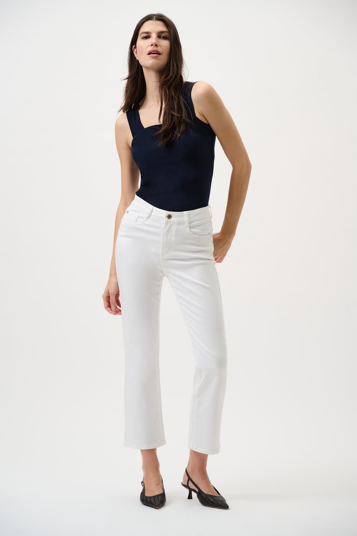 Margot Classic Straight Leg Jeans White - Joseph Ribkoff