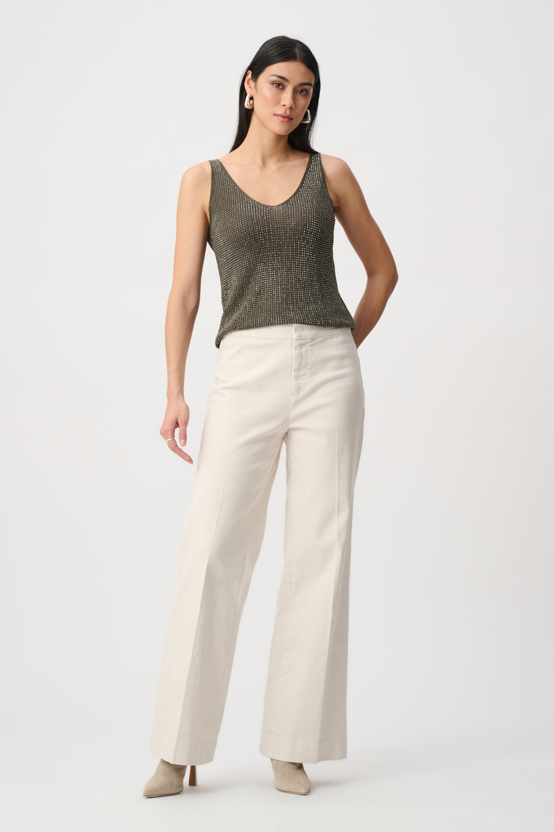 Metallic Knitted Camisole Rhinestones - Joseph Ribkoff