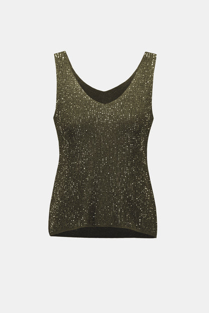 Metallic Knitted Camisole Rhinestones - Joseph Ribkoff