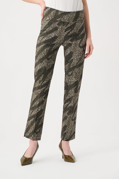 Patterned pants worn by a person on a white background