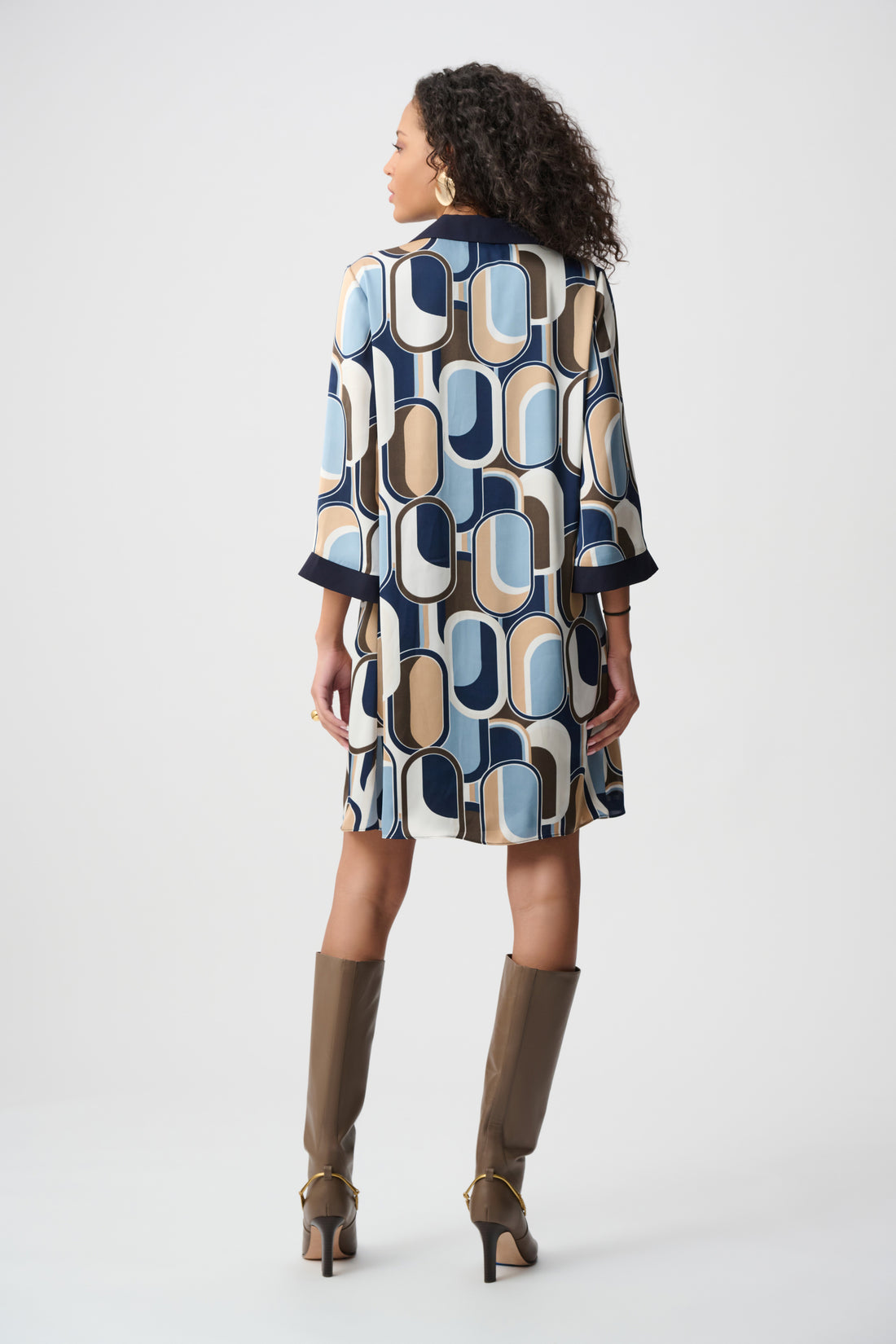 Recycled Satin Geometric Trapeze Dress - Joseph Ribkoff