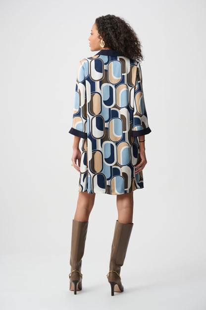 Recycled Satin Geometric Trapeze Dress - Joseph Ribkoff