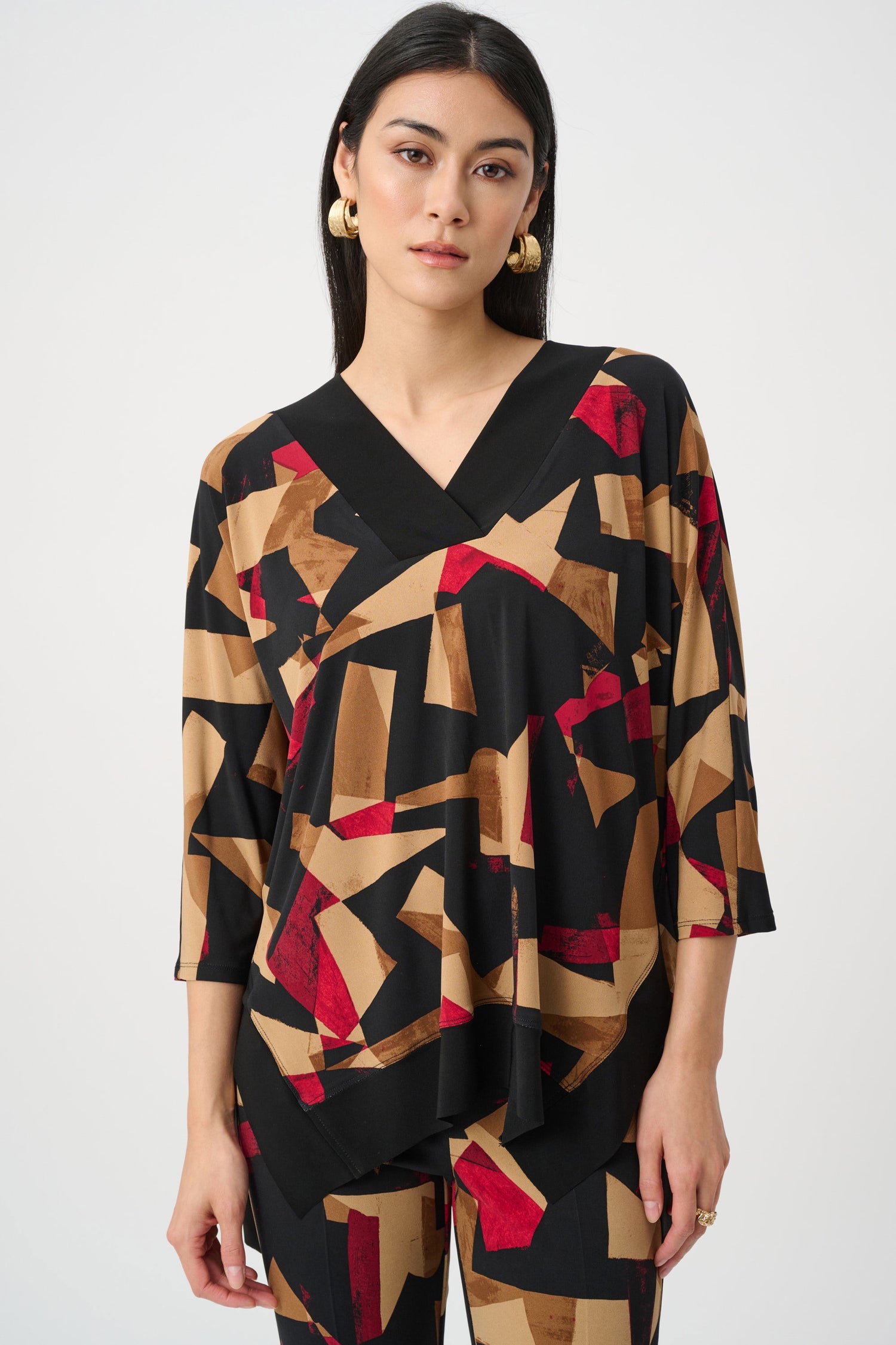 Silky Knit Abstract Print Boxy Tunic - Joseph Ribkoff