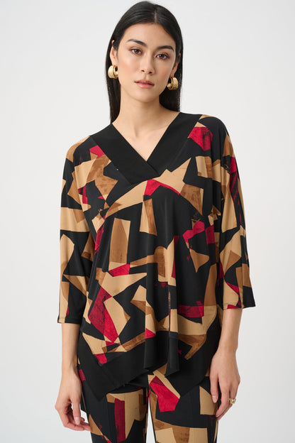 Silky Knit Abstract Print Boxy Tunic - Joseph Ribkoff