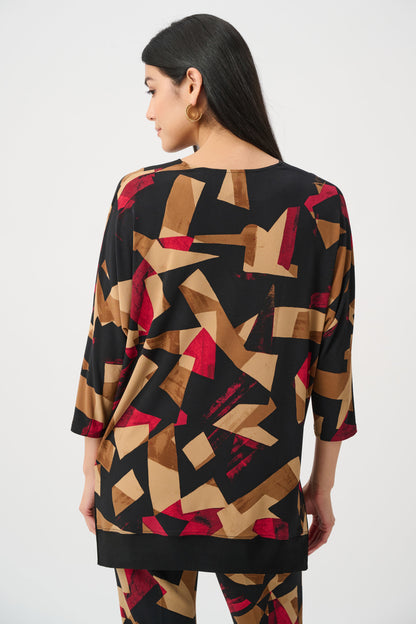 Silky Knit Abstract Print Boxy Tunic - Joseph Ribkoff