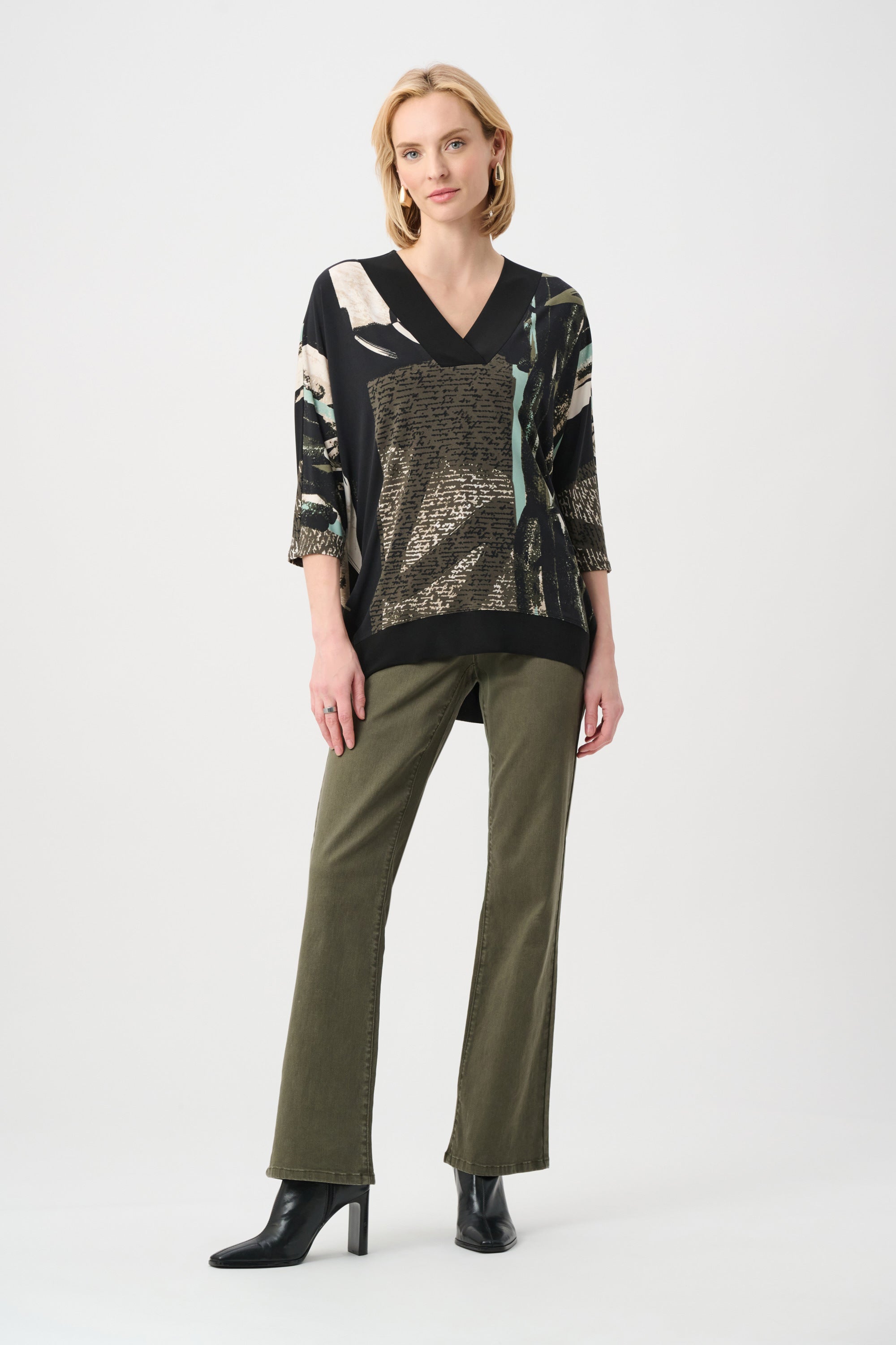 Silky Knit Abstract Print Boxy Tunic - Joseph Ribkoff