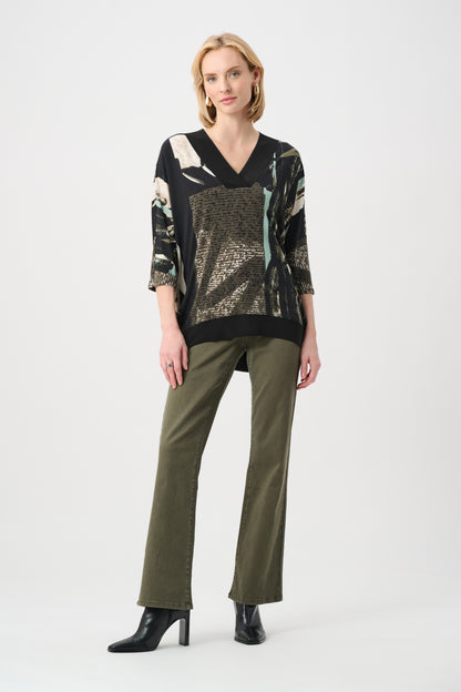 Silky Knit Abstract Print Boxy Tunic - Joseph Ribkoff