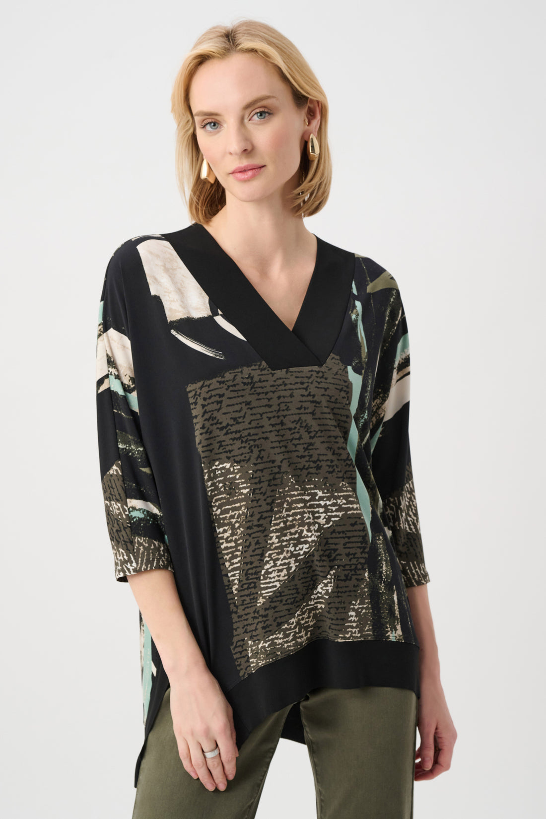 Silky Knit Abstract Print Boxy Tunic - Joseph Ribkoff