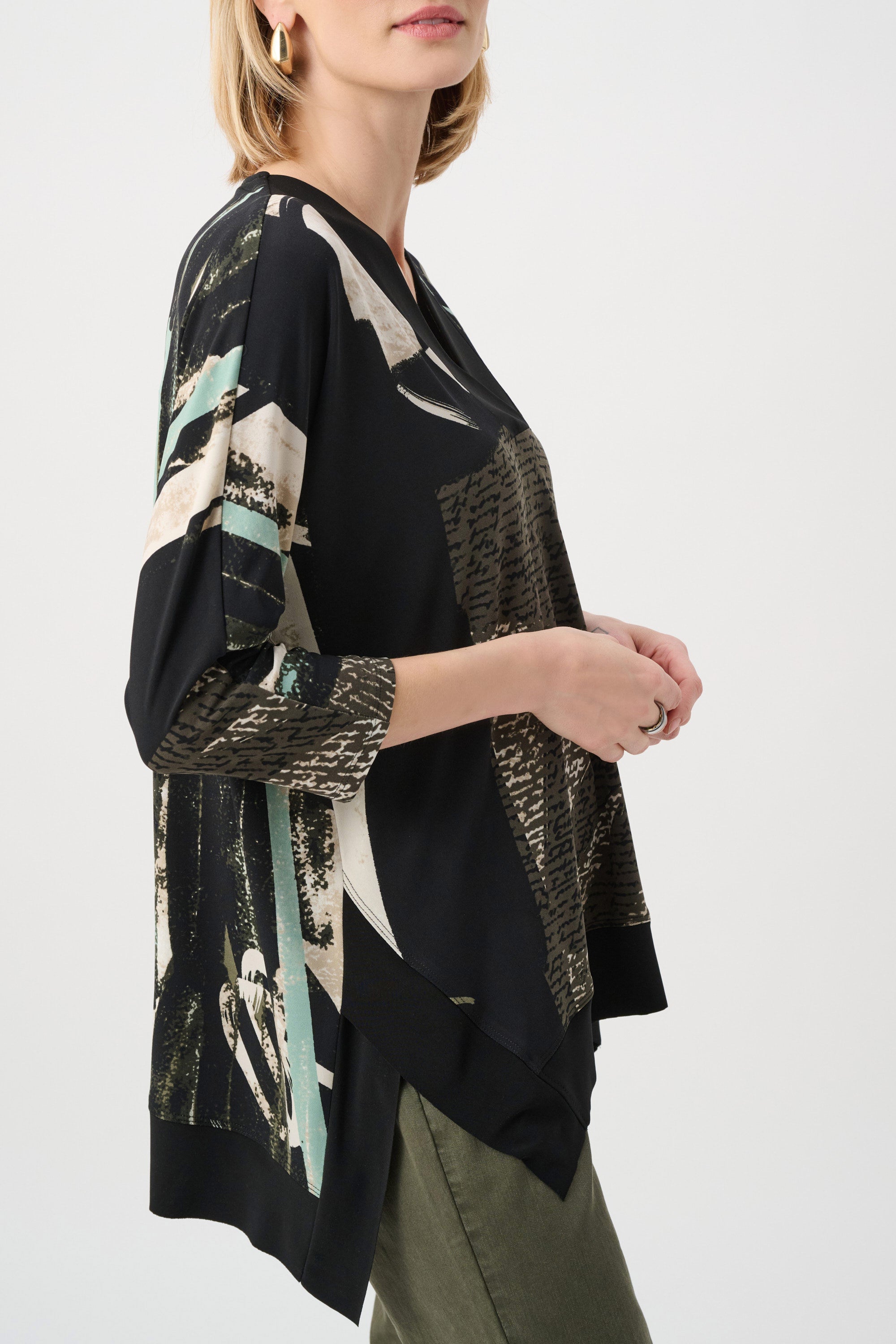 Silky Knit Abstract Print Boxy Tunic - Joseph Ribkoff