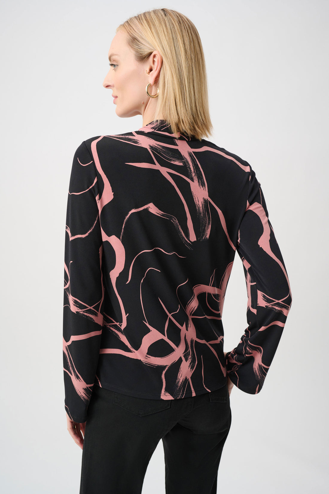 Silky Knit Abstract Print Straight Top - Joseph Ribkoff