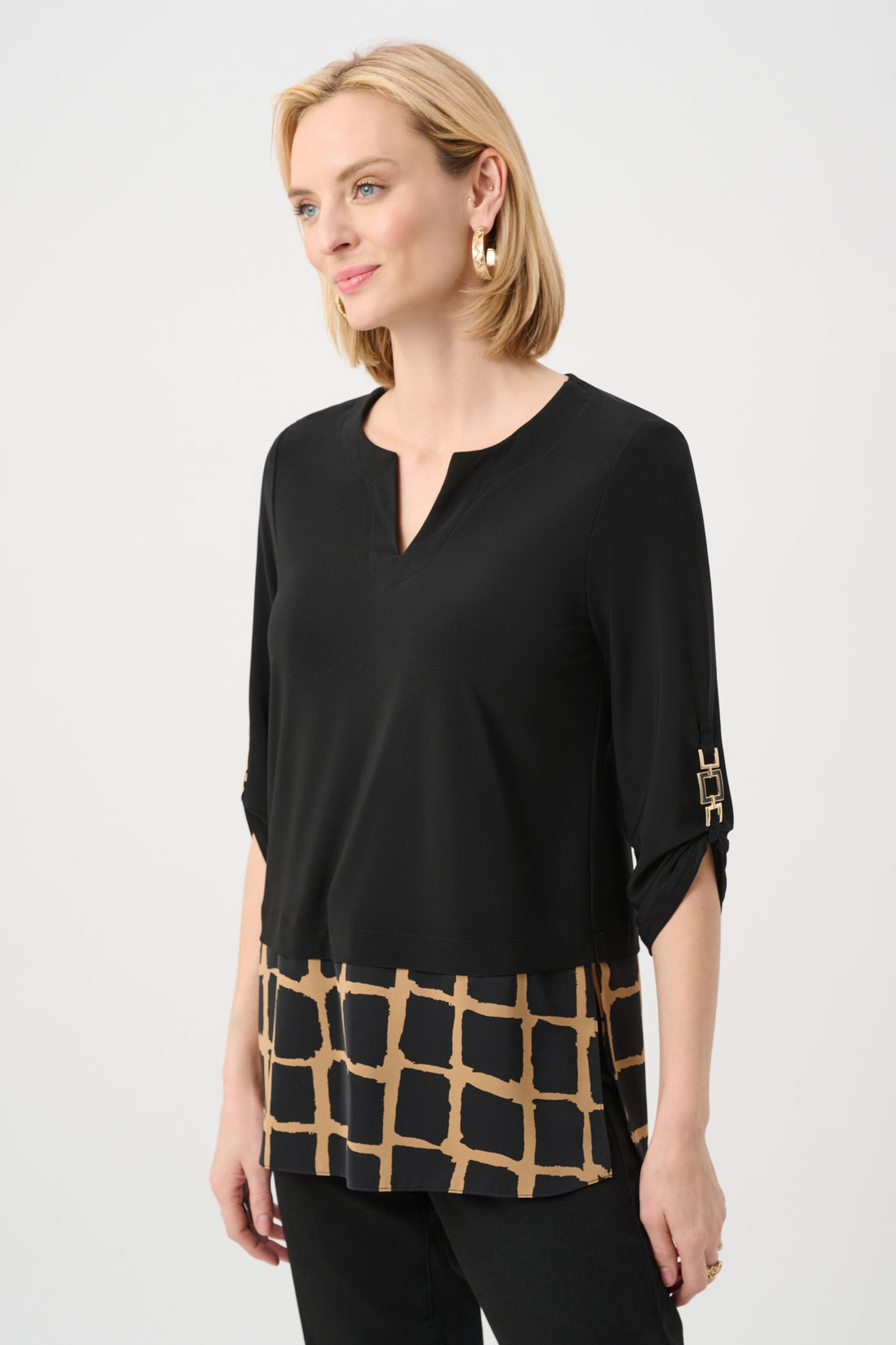 Silky Knit Abstract Print Straight Tunic - Joseph Ribkoff
