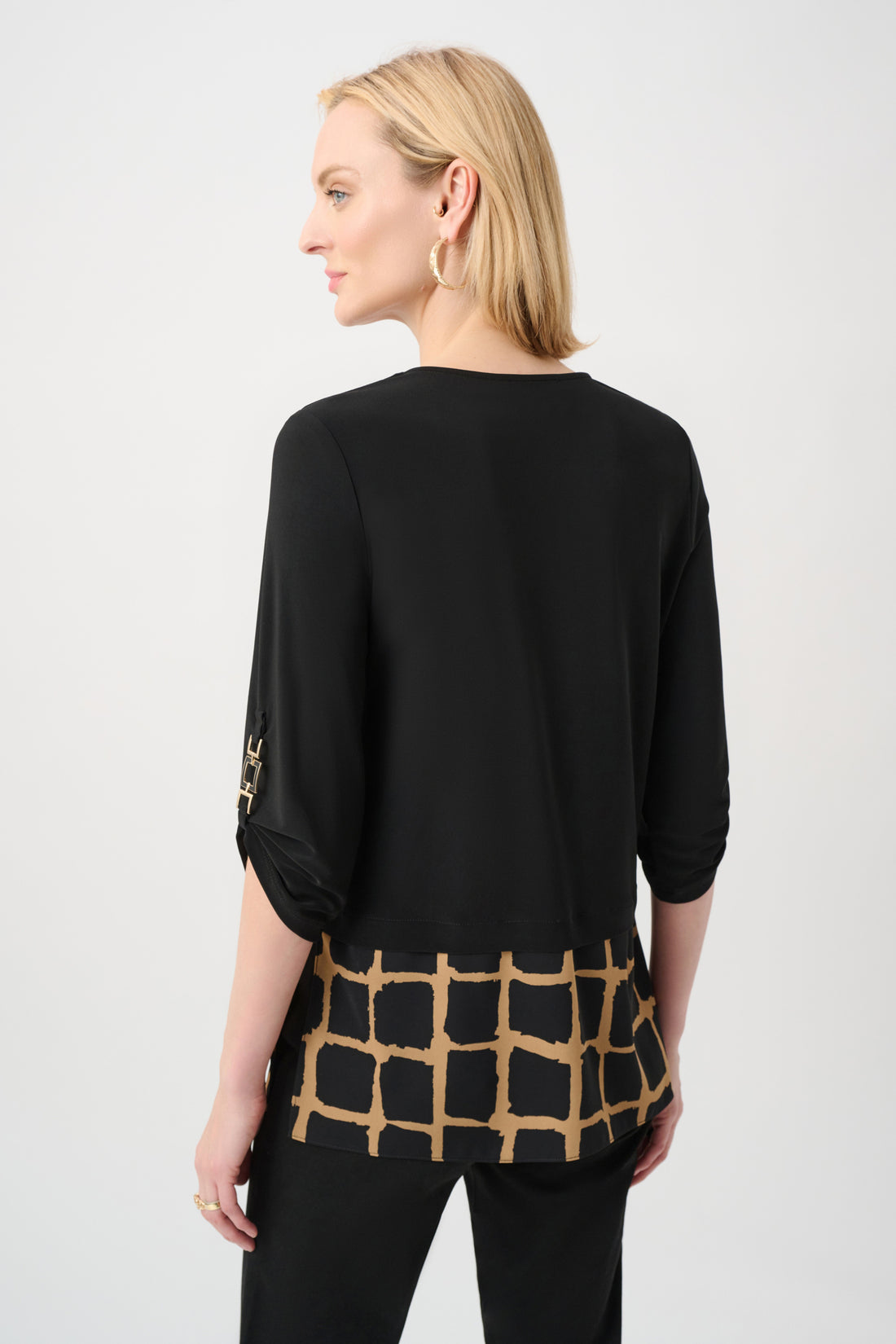Silky Knit Abstract Print Straight Tunic - Joseph Ribkoff