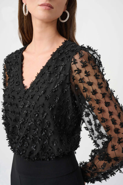 Silky Knit Sheer Novelty Wide Leg Jumpsuit - Joseph Ribkoff