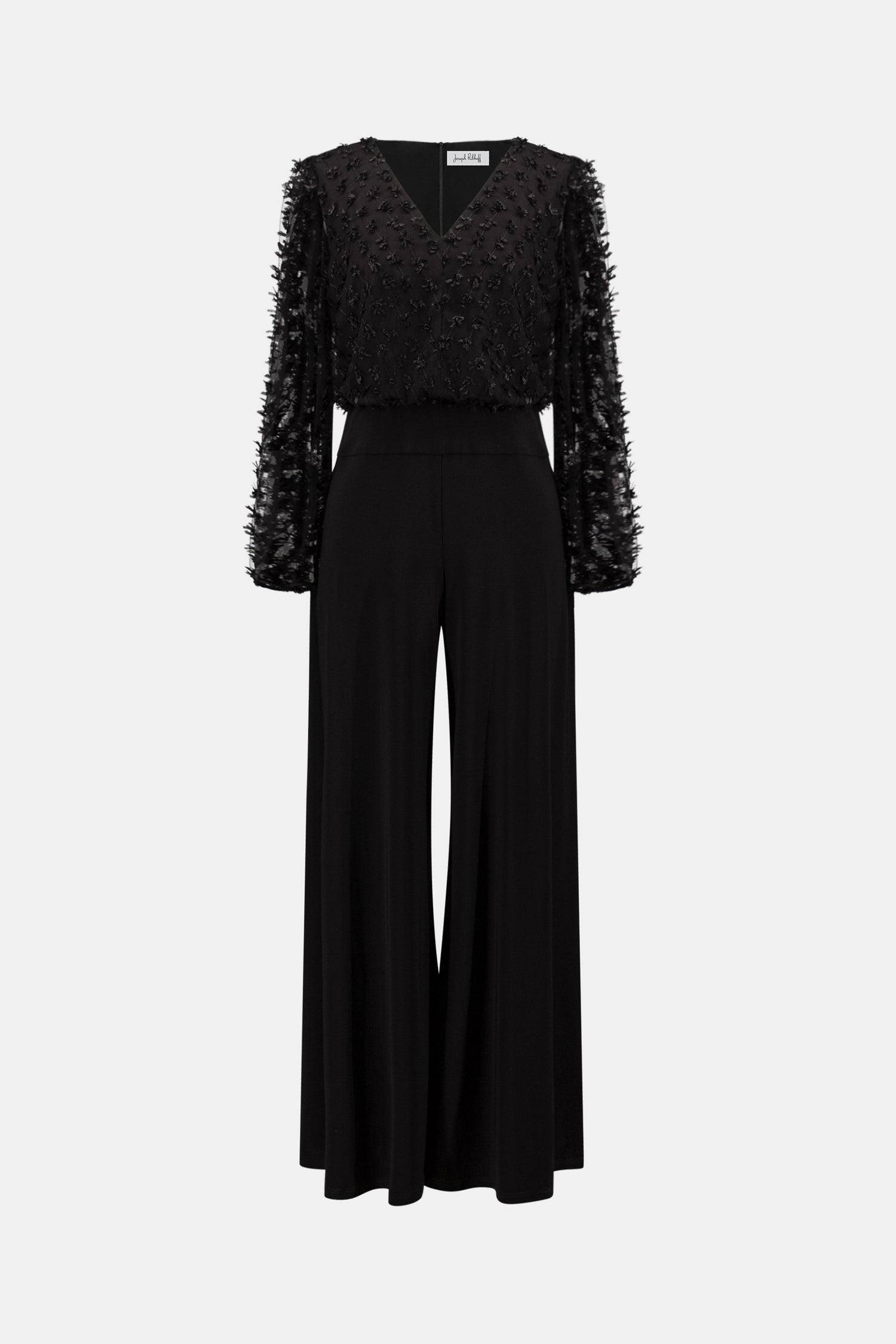 Silky Knit Sheer Novelty Wide Leg Jumpsuit - Joseph Ribkoff