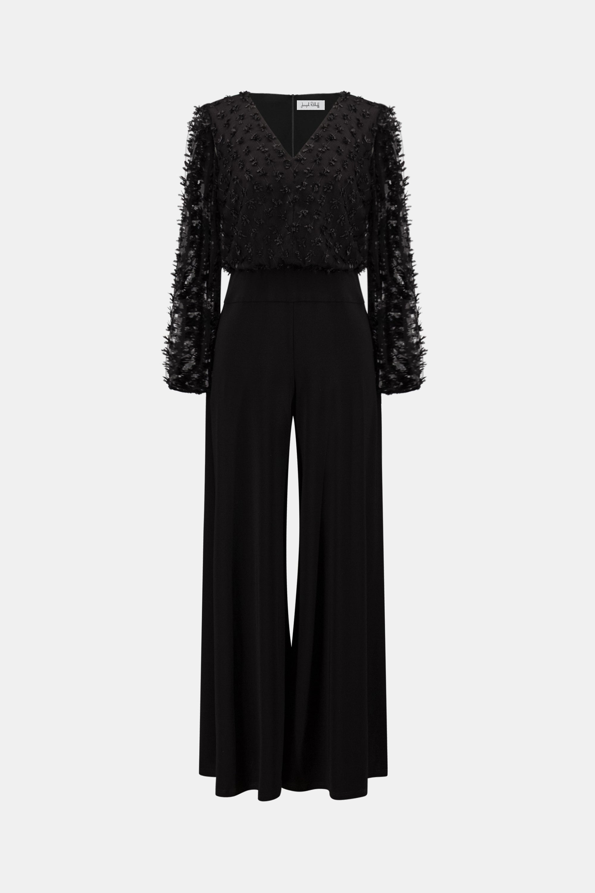 Silky Knit Sheer Novelty Wide Leg Jumpsuit - Joseph Ribkoff