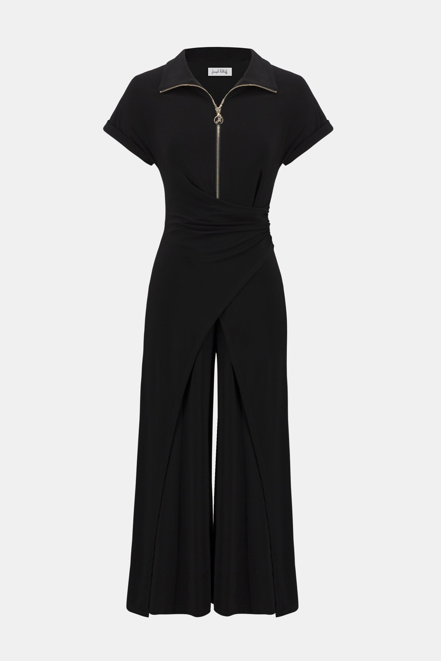 Silky Knit Culotte Jumpsuit With Gold Zipper - Joseph Ribkoff