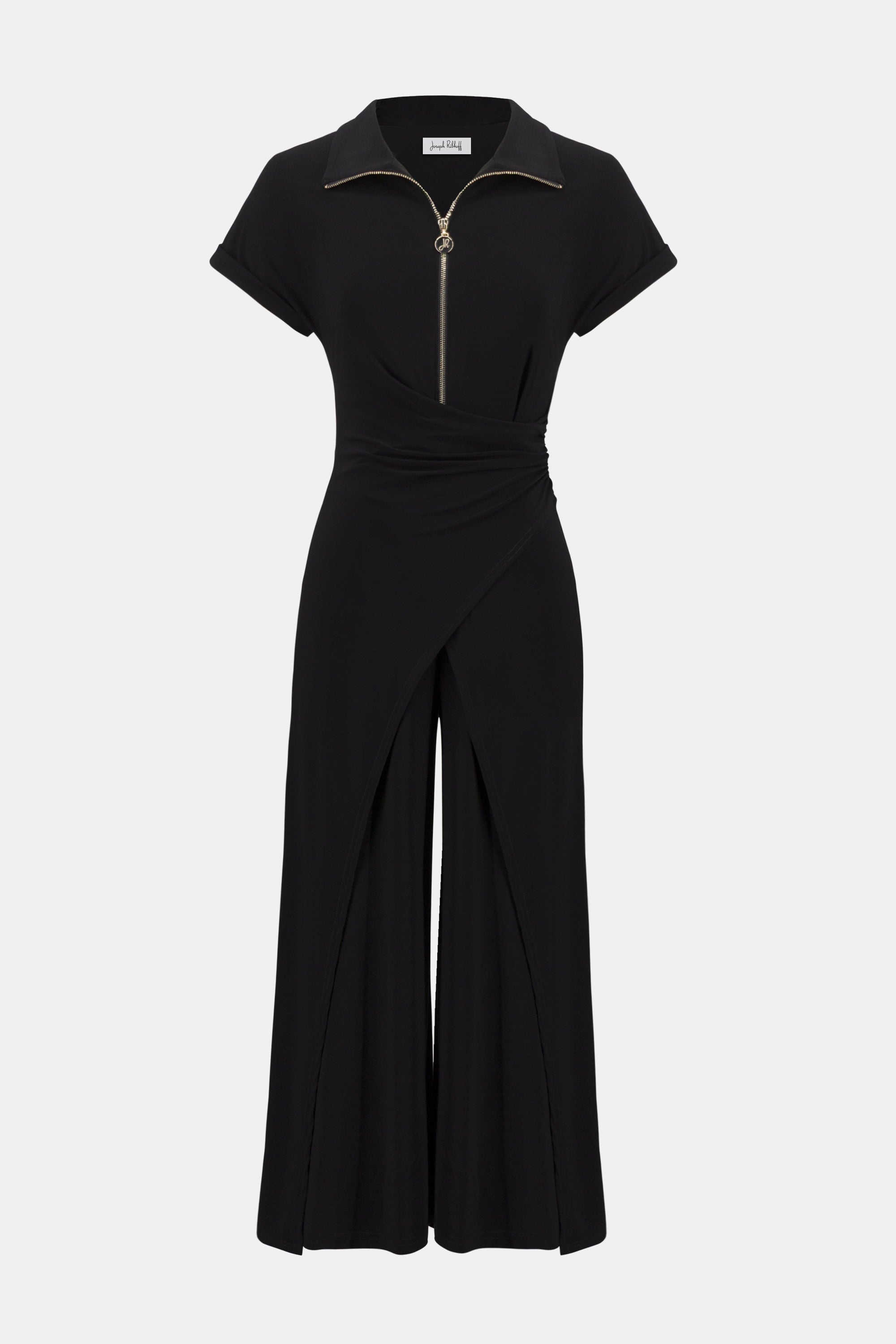 Silky Knit Culotte Jumpsuit With Gold Zipper - Joseph Ribkoff