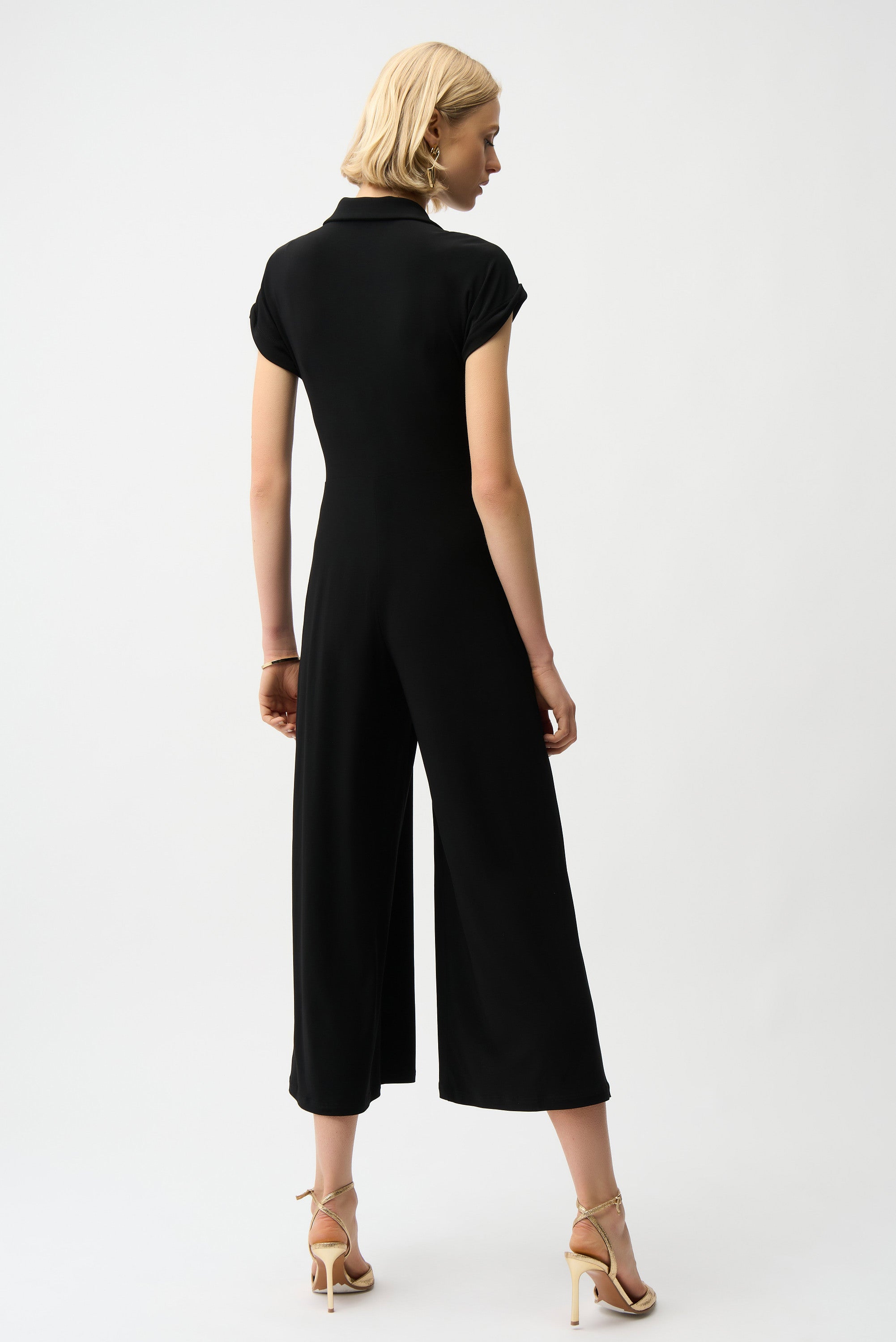 Silky Knit Culotte Jumpsuit With Gold Zipper - Joseph Ribkoff